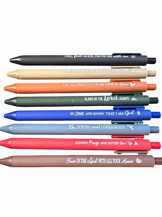 Other - NWT Set of 8 Christian Inspirational Pens Scripture Quotes Colorful
